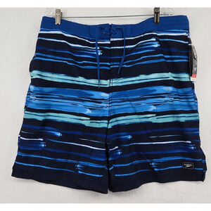 Speedo Men's Boardshort‎ Swim Trunks Blue Green XXL UPF 50+ Striped